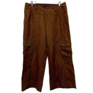 Patagonia Women’s Brown Stripe Hemp cargo pants cropped size 12